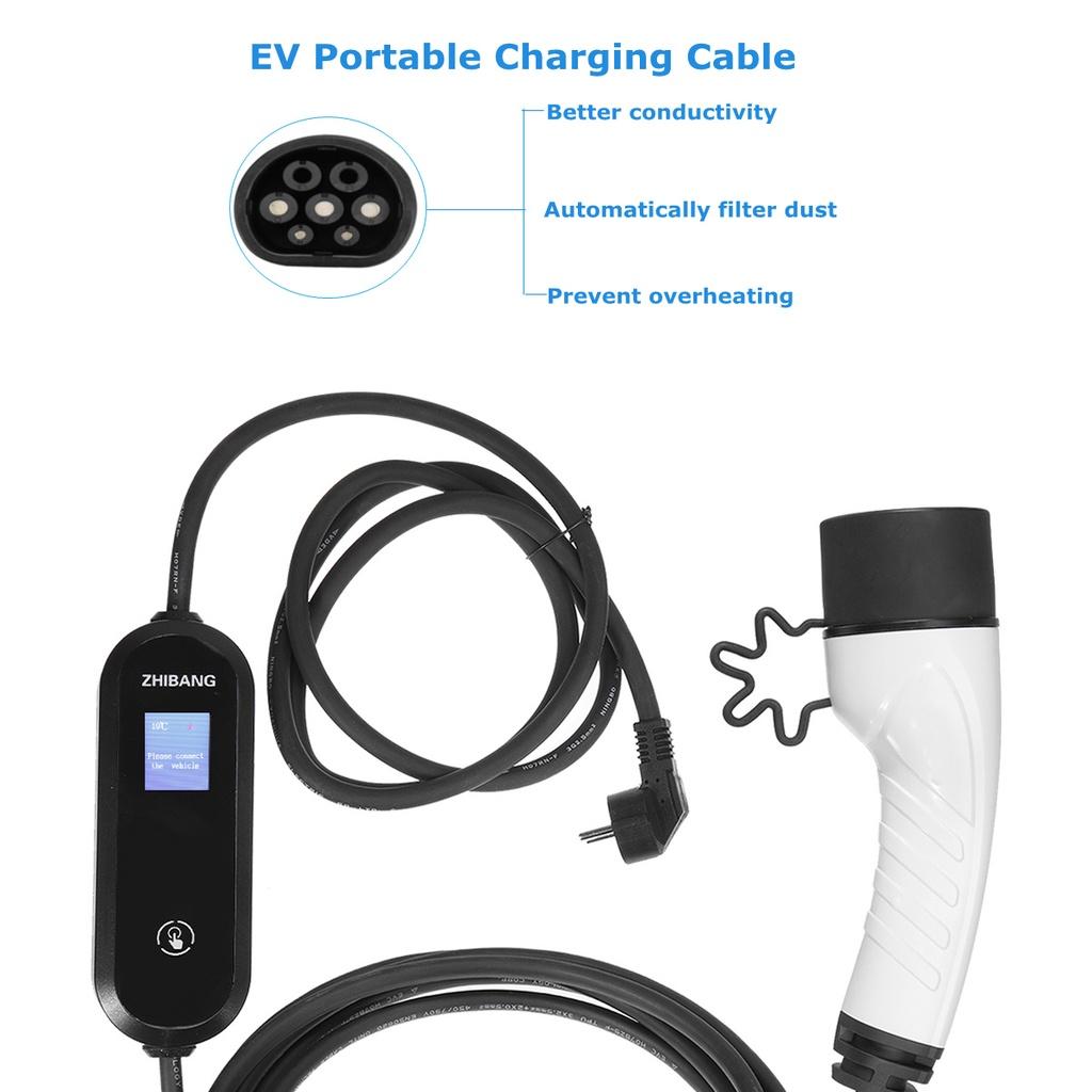 110 В/220 В Автомобильное портативное зарядное устройство для электромобилей ЖК-дисплей Зарядный кабель четвертой передачи 16A FCC UL EU Plug для электромобиля