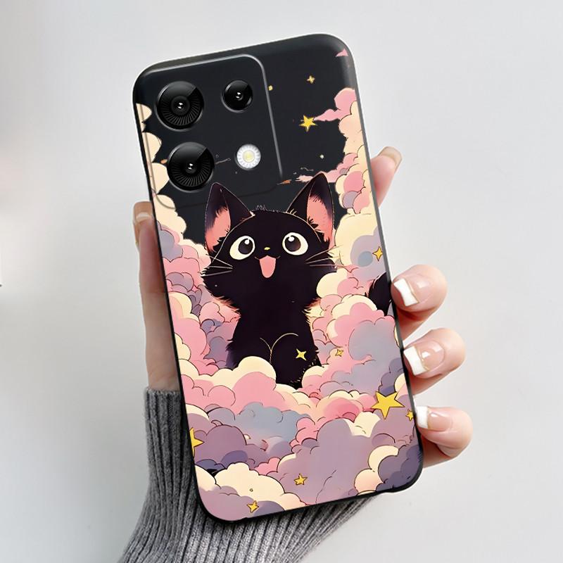 Anti-scratch Phone Case For Umidigi G9 5G Soft Silicone Black Casing Unique Design Happy Milk Tea Rabbit Pattern Candy Shell