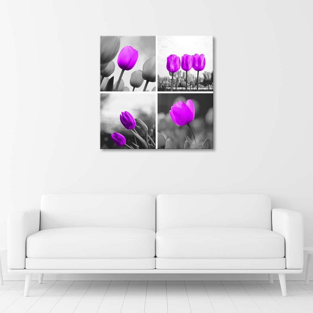 Canvas print, Purple tulip set
