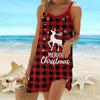 Пляжная одежда Мини-платье с принтом Рождественская тематическая юбка с принтом Повседневное современное платье без рукавов Свободный крой для улицы Повседневное лето