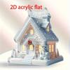 2D плоская классическая акриловая фигурка снеговика и домика, настольное украшение, снеговик, сосны и снежинки, подходит для украшения стен, крыльца, комнаты, виллы, акце