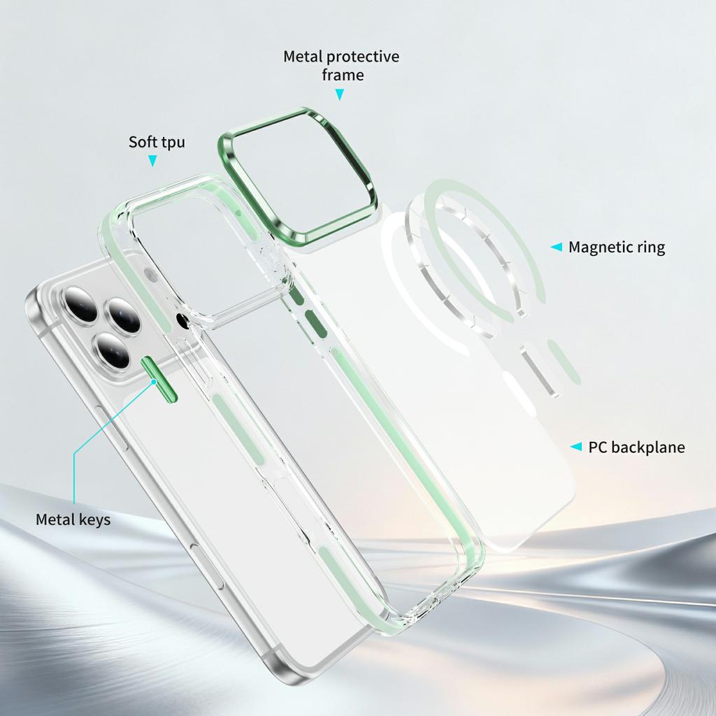 For iPhone 17 Pro Max Case Compatible with MagSafe TPU PC Acrylic Shockproof Clear Phone Back Cover