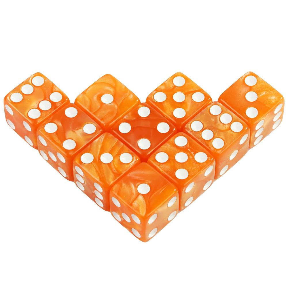 Шестигранные игровые кости 16 мм Мраморный акрил D6 Набор кубиков для DND, RPG, Настольной игры или Обучения математике, Кости с эффектом авантюрина
