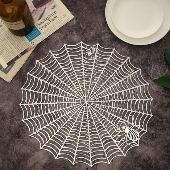 Коврик для стола на Хэллоуин Креативный пластиковый коврик для паутины Водонепроницаемый маслостойкий теплоизоляционный коврик для чаши Многоразовый коврик против ожогов Кухонные принадлежности