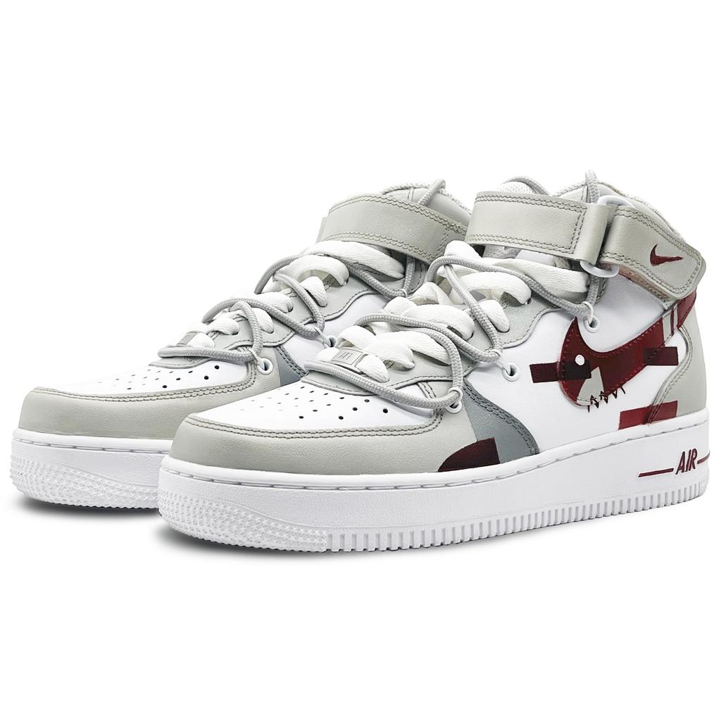 Nike Air Force 1 '07 Air Force 1 Нескользящие Устойчивые к истиранию Средняя высота Кеды для скейтборда Мужские Серый Красный Белый CW2289-111(Команда131-)