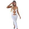 Women Backless Cut Out Maxi Dress Summer Knitted Halter Sleeveless Bodycon Club Party Beach Outfits Sizes S XL