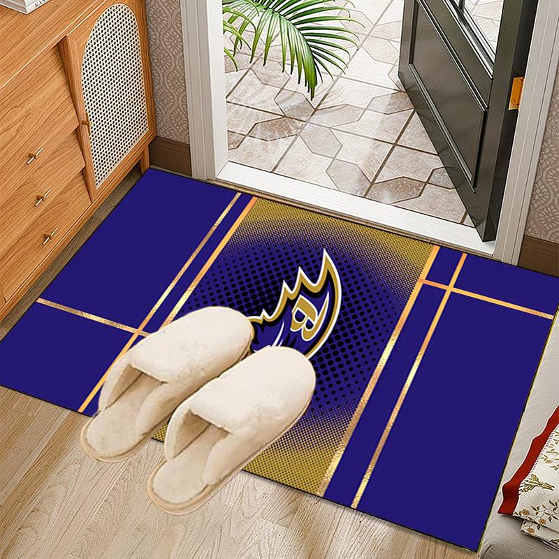football Ravens Logo Rug Office Carpet Non-Slip Mat, Chair Rug Floor Covering for Gaming, Bedroom, Living Room , Home Decor Christmas Gift