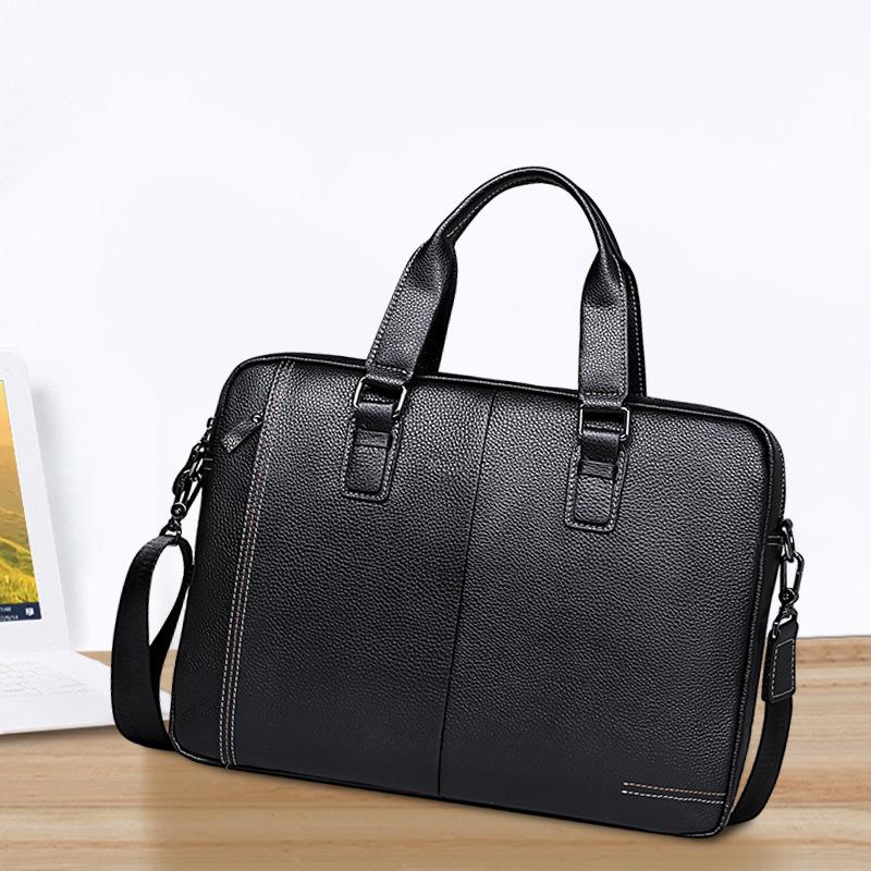 Genuine Leather Men's Casual Large Capacity Men's Tote Top Layer Cowhide Business Briefcase Fashion Crossbody Bag Trend