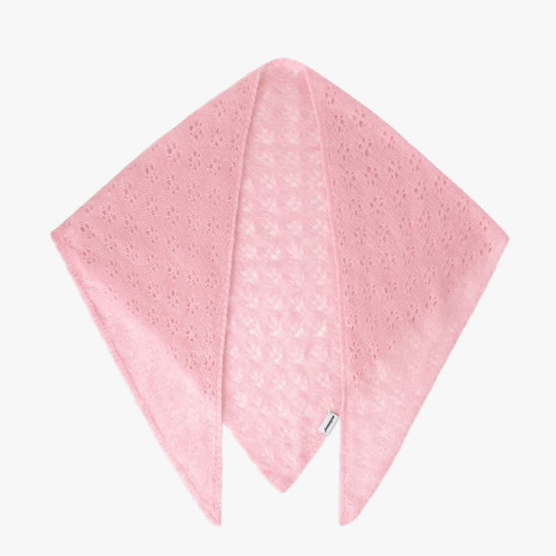 mellotory 100% cashmere crochet shawl muffler (pink)