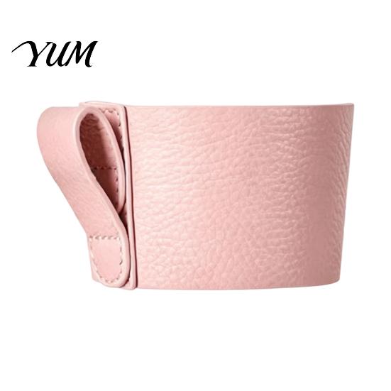 Commuter Cup Holder PU Leather with Handle, Portable Adjustable Coffee Sleeve, Wear-resistant Milk Tea Carrier for Travel And Commuting Reusable