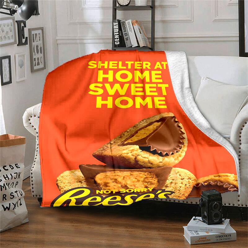 Reese‘S Peanut Flannel Blanket Soft All-Season Throw, Design for Camping, Car Travel, Hiking Sofa, Bed, Office Perfect Gift for Parties
