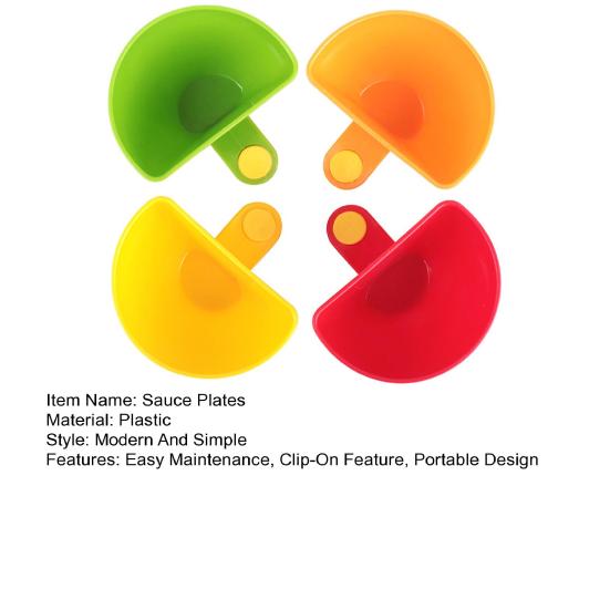 4Pcs Dip for Clip Set Bowls Plates Food-Grade Sauce Dish Dishwasher Safe Portable