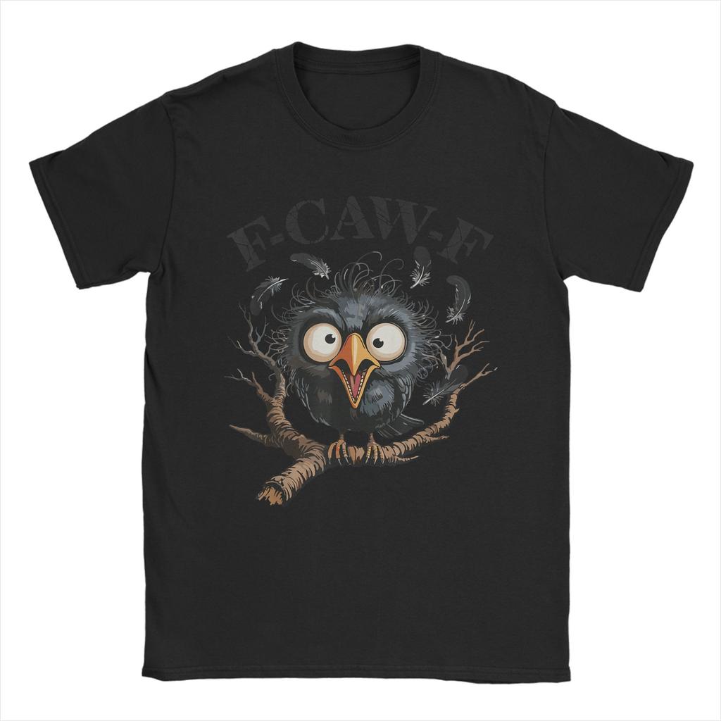 F-Caw-F Black Crow Pun Funny Bird Cawing Grunge T Shirt Popular T-Shirts Short Sleeve Funny Tops O Neck Oversize Tees