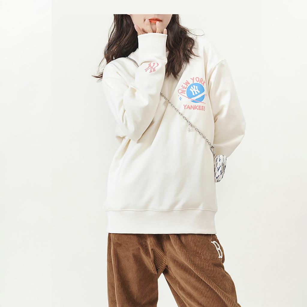 New MLB New York Yankees Sweatshirts Unisex Cream White 3AMTL0121-50CRS