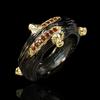 Fashionable Versatile Hand-dressing Women's Olive Branch Irregular Two Color Ring Fashion Accessories Ring Black Gold Ring
