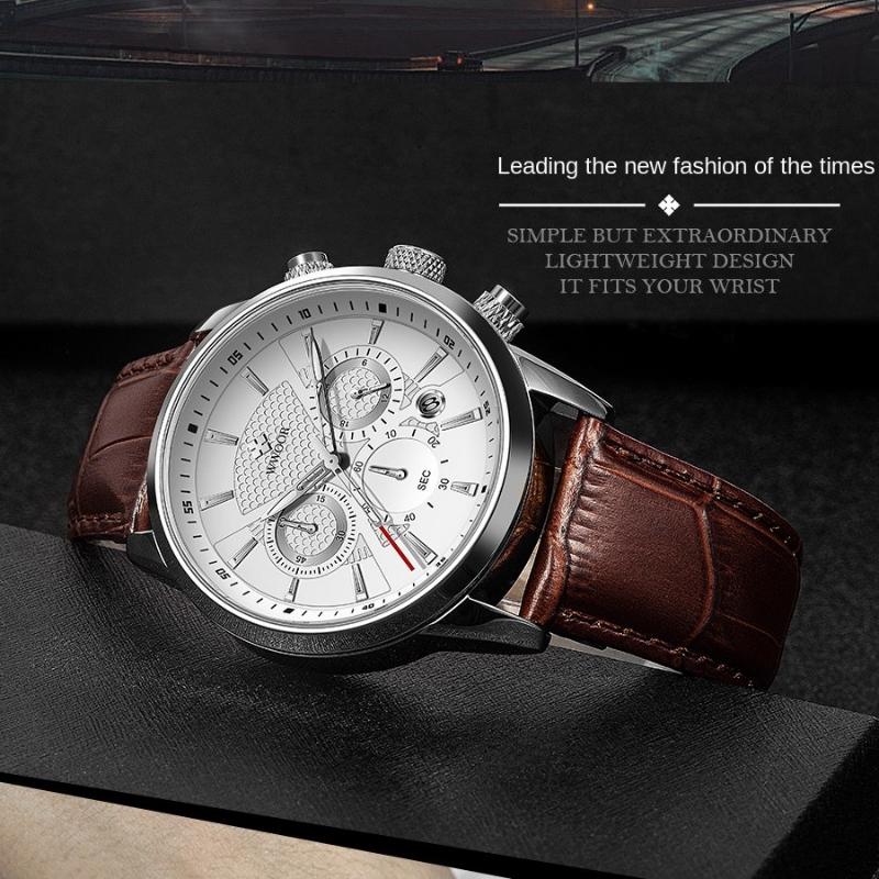 WWOOR часы с кожаным ремешком, мужские ретро светящиеся кварцевые часы, деловые повседневные модные мужские часы, модные часы