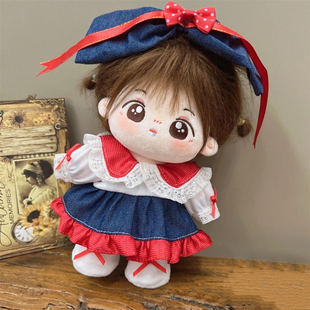 20CM Doll Dress Suit Multicolor Doll Cap Dress Gift Miniature Clothes Cotton Stuffed Doll