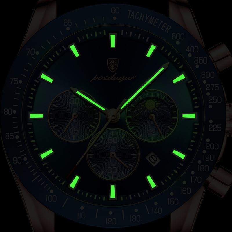 Новые повседневные часы с большим циферблатом, роскошные мужские светящиеся водонепроницаемые ультратонкие кварцевые часы с тремя секундами на дисплее, кожаные мужские часы
