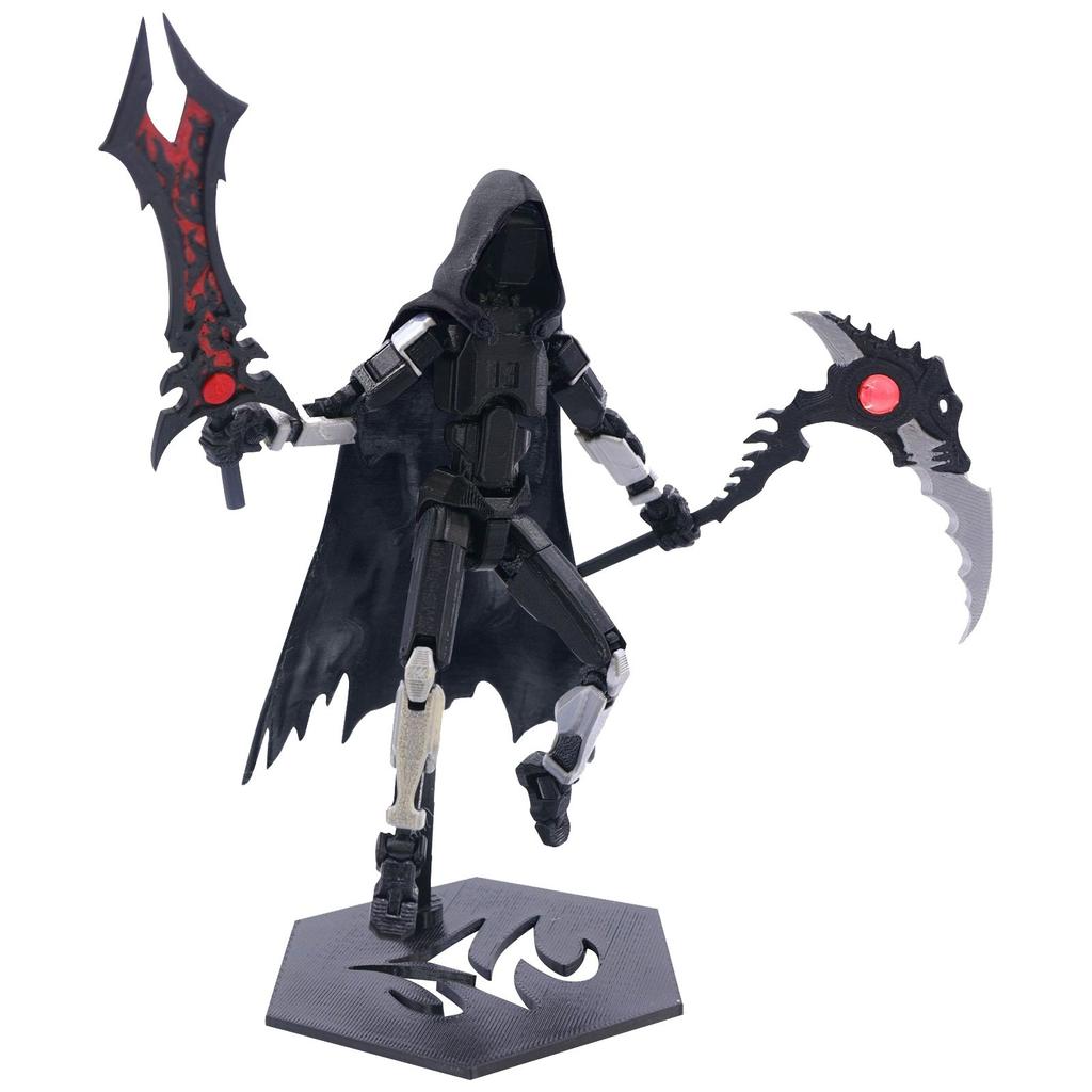 Articulated Action Figure with Cloak and Scythe 3D Printed Movable Collectible Model for Display and Decoration