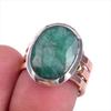 Emerald(Simulated) Handmade 925 Sterling Silver Jewelry Two Tone Ring S.6 N6h61