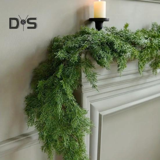 6,2-футовая искусственная кедровая гирлянда из норфолкской сосны, рождественская зелень, искусственные сосновые ветки для праздничного украшения свадьбы