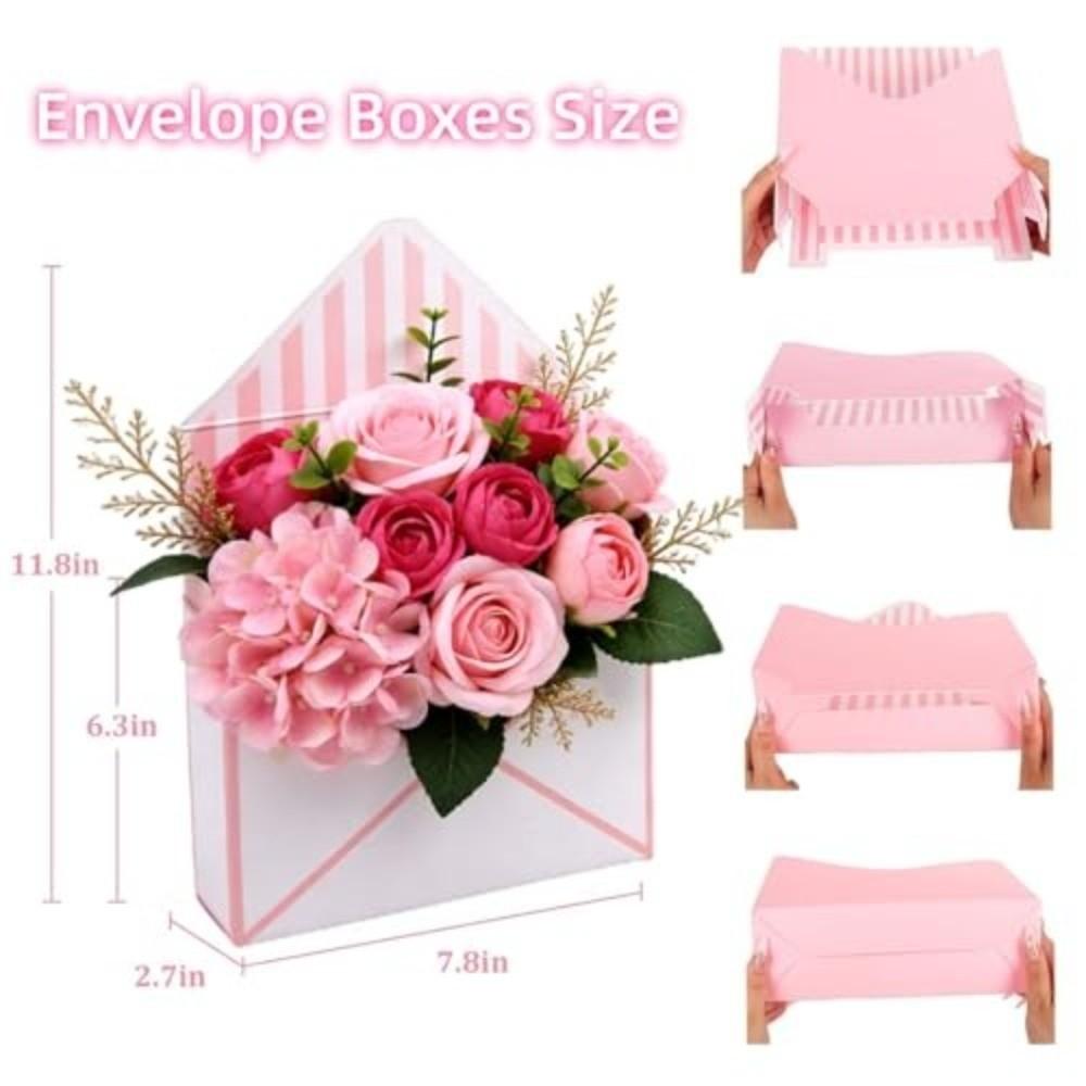 New Folding Valentine Envelope Boxes Empty Stripes Flower Bouquet Package DIY Flower Bouquet Paper Boxes Valentine's Day