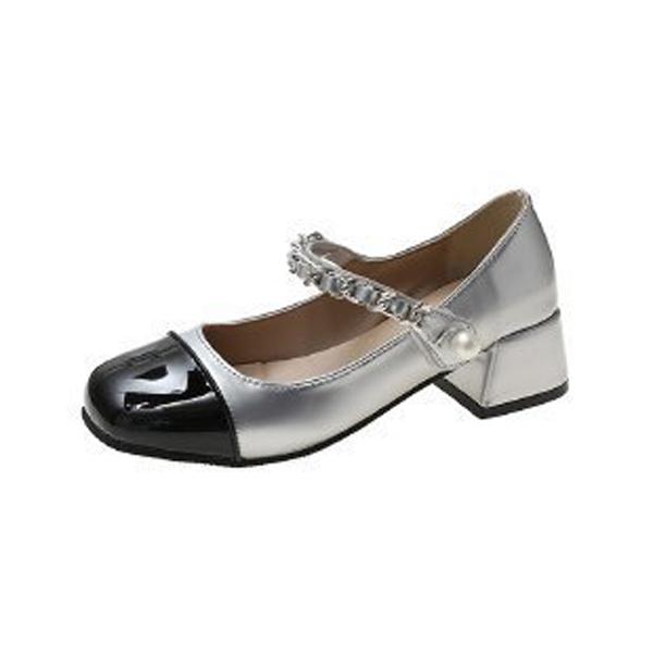 Туфли Мэри Джейн в стиле ретро, женские, толстые, с круглым носком, милые, с неглубоким ртом, одинарные туфли на каблуке, слово на высоком каблуке