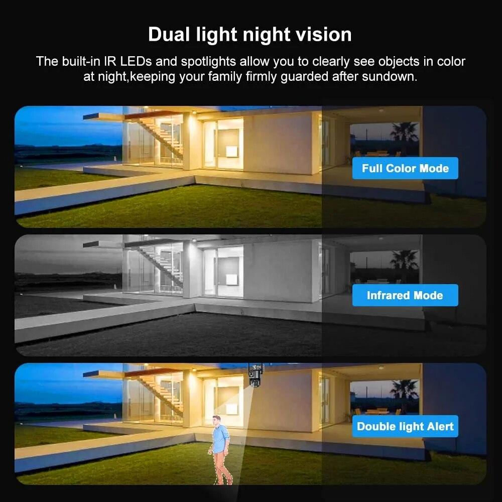 16MP 8K Wifi IP Camera 20X Zoom Four Lens Outdoor Wireless Security Camera PTZ 360 Smart Home Security Protection CCTV Wifi Surveillance Cameras