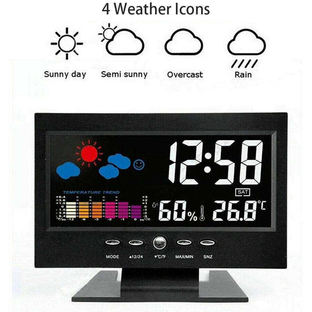 Интеллектуальный цифровой дисплей, погодные часы, беспроводной измеритель температуры и влажности с календарем, большой