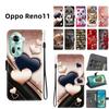 Handmade PU Leather Flip Case for Oppo Reno11 (CPH2599) Anti-Slip Shockproof Cover with Wrist Strap & Heart/Rose Cat Designs