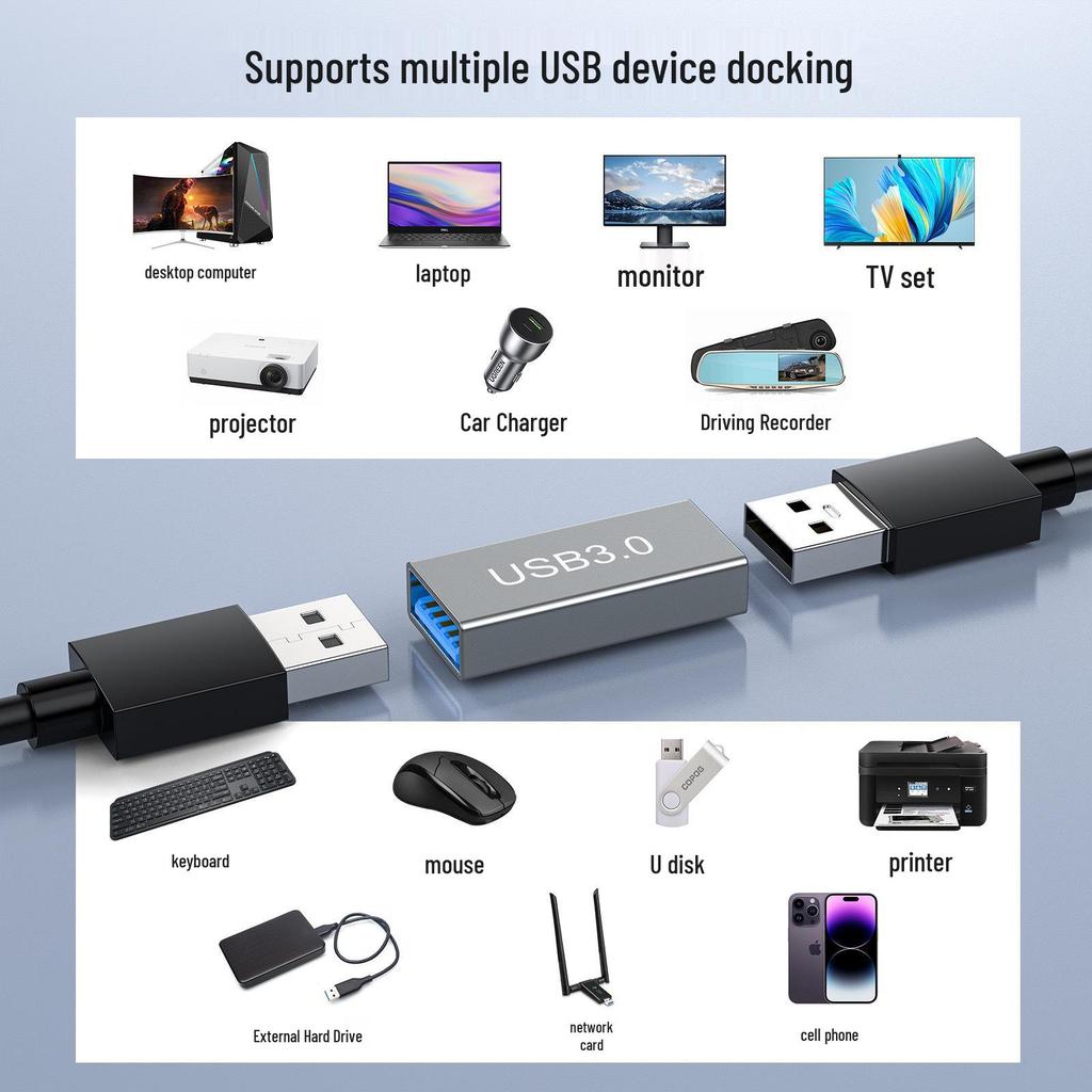 USB 3.0 на Type-C Female Адаптер: Преобразователь сквозного типа