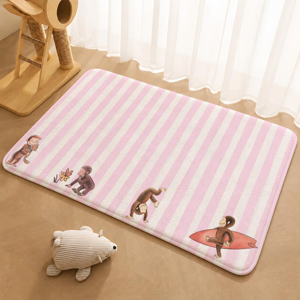 Curious George Floor Mat Floor Mat Soft Flannel Non-Slip Door Rug for Living Room