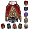 Women's Fashion Long Sleeve Christmas Print Loose Hooded Sweatshirt Top