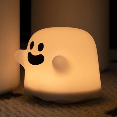 Силиконовый светодиодный ночник, милый, USB-перезаряжаемый, атмосферная настольная лампа, креативный мультяшный призрак, милая прикроватная лампа, для кормления младенцев