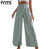 Women's Fashion Casual Flower Pattern Print High Waist Trousers Pants & Capris