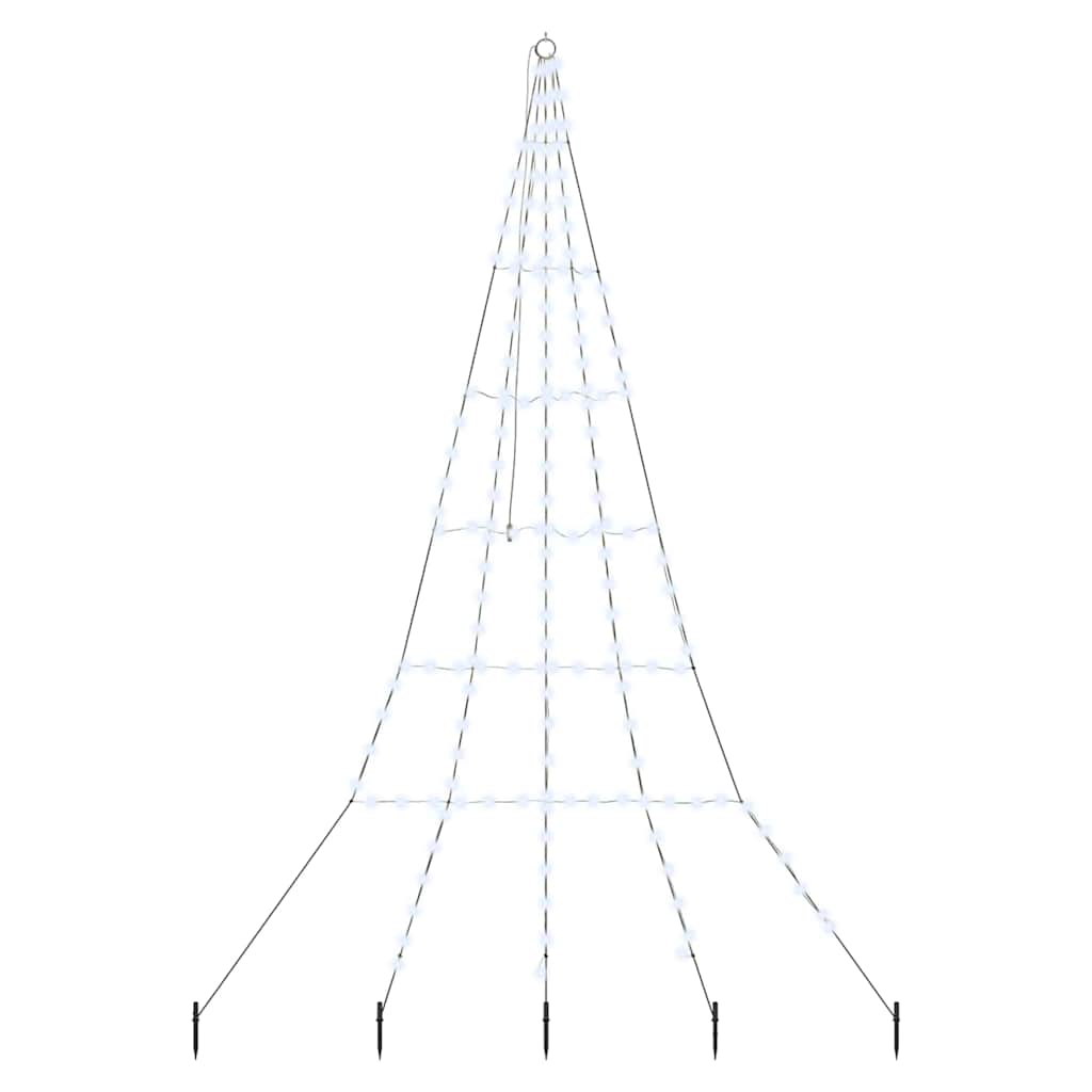 LED Christmas Tree with Ground Spikes Cool White 306 cm Metal