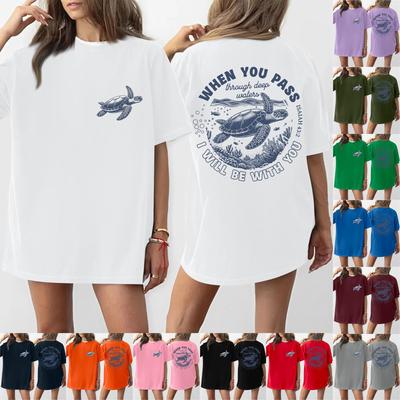 Женская футболка с круглым вырезом и короткими рукавами с принтом