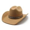 Ковбойская шляпа в стиле вестерн, мужская повседневная универсальная ретро бежевая шерстяная шляпа-цилиндр, женская сценическая джазовая шляпа