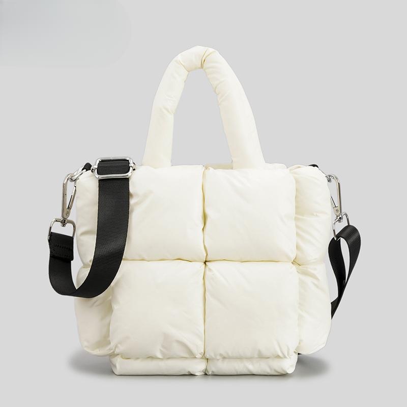 Сумка через плечо из хлопка с перьями, простая мягкая сумка через плечо, квадратная сумка через плечо с наполнителем, женская сумка