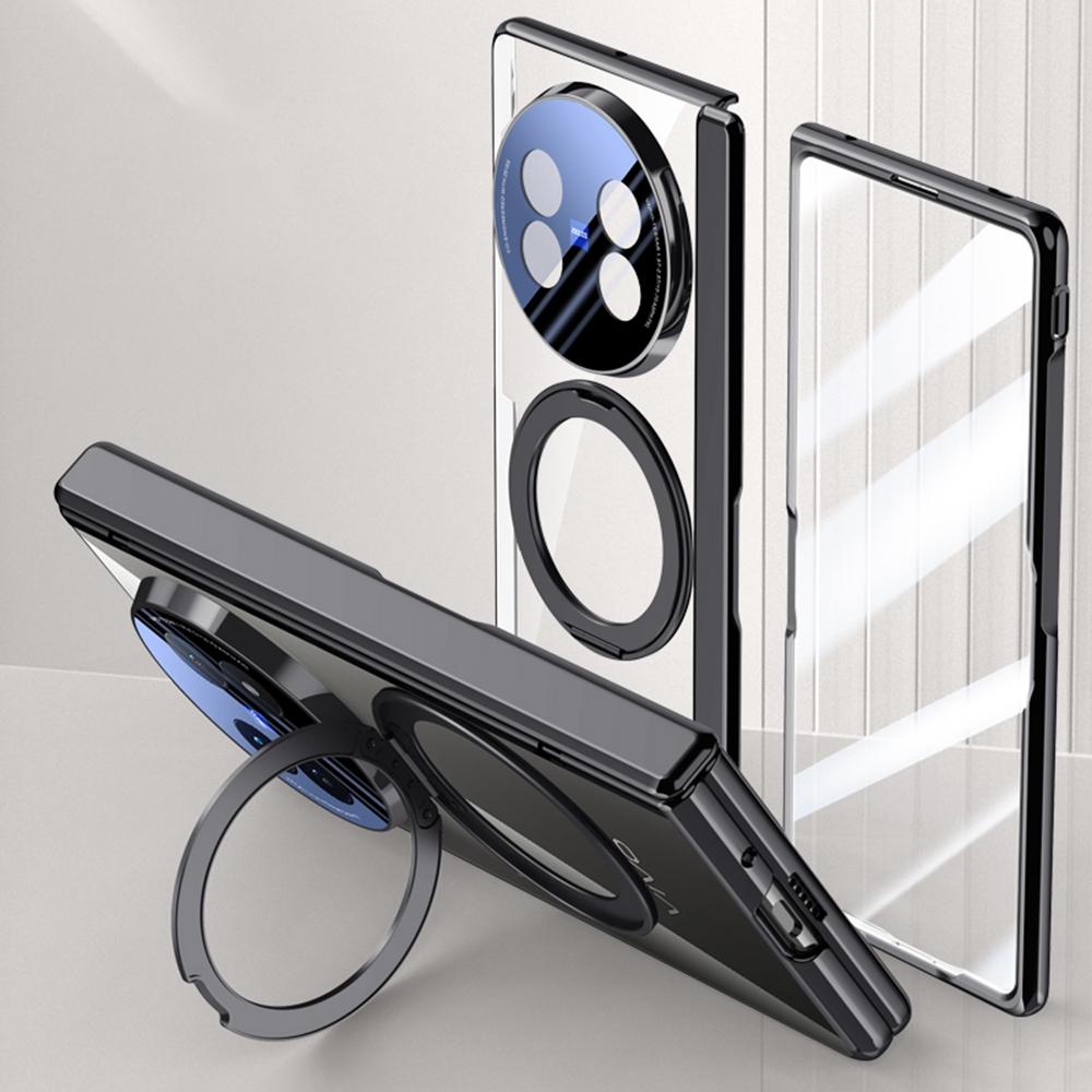 Чехол для vivo X Fold5 5G, совместимый с MagSafe, подставка, гальванизированная ПК-накладка для телефона с защитной пленкой для экрана