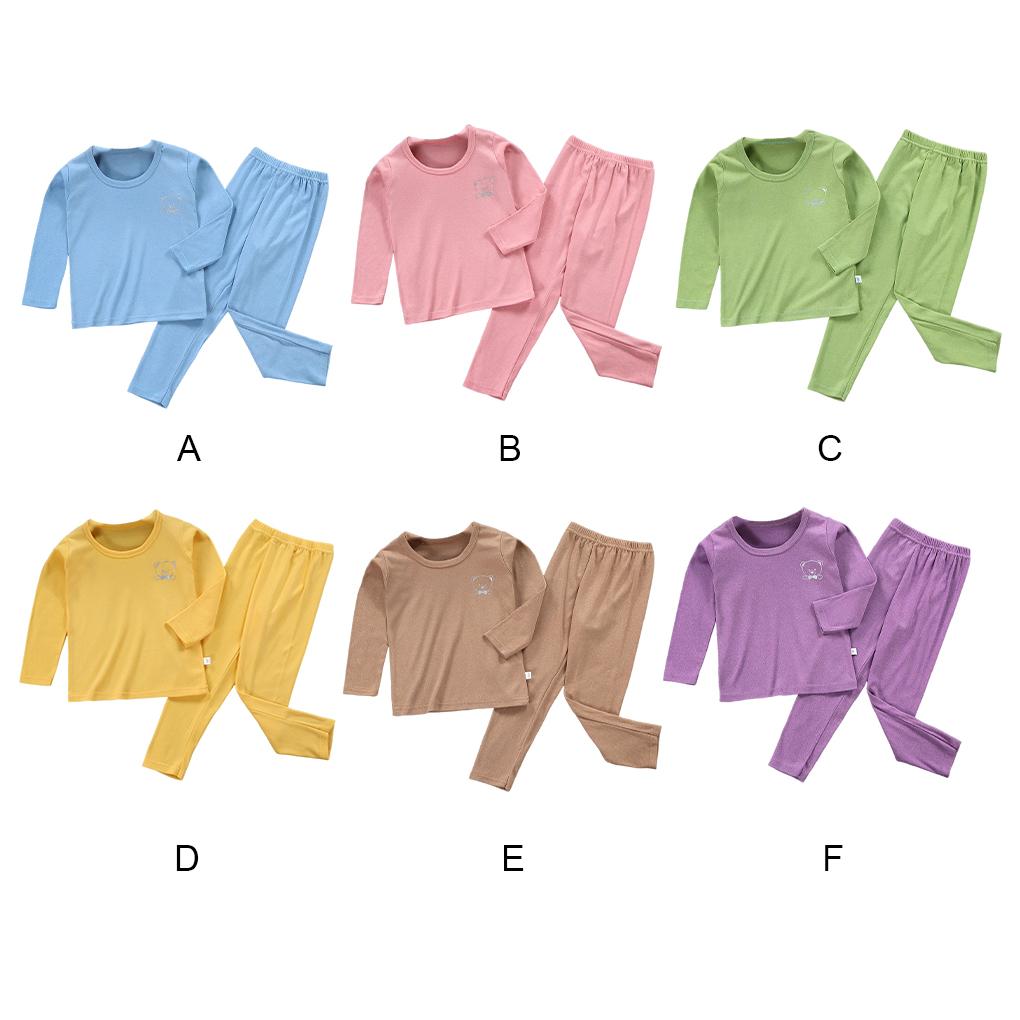 Kids Thermal Underwear Elastic Long Sleeve Round Neck Autumn Winter Home School Inner Wear Warm Tops Suit for Boys Girls
