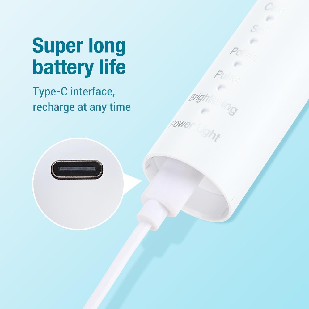 Портативная звуковая электрическая зубная щетка для взрослых, умная зубная щетка для отбеливания зубов, USB-перезаряжаемая зубная щетка с 3 сменными головками