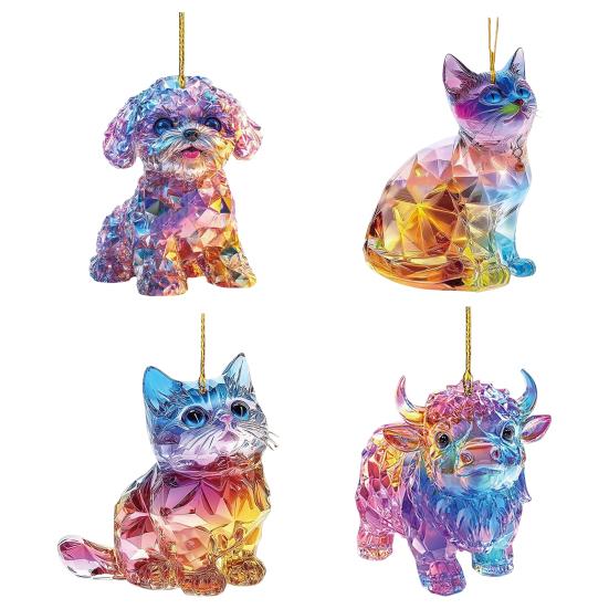 Colorful Animal Ornaments Acrylic Key Chain Backpack Hanging Decorations Car Rearview Mirror Accessories
