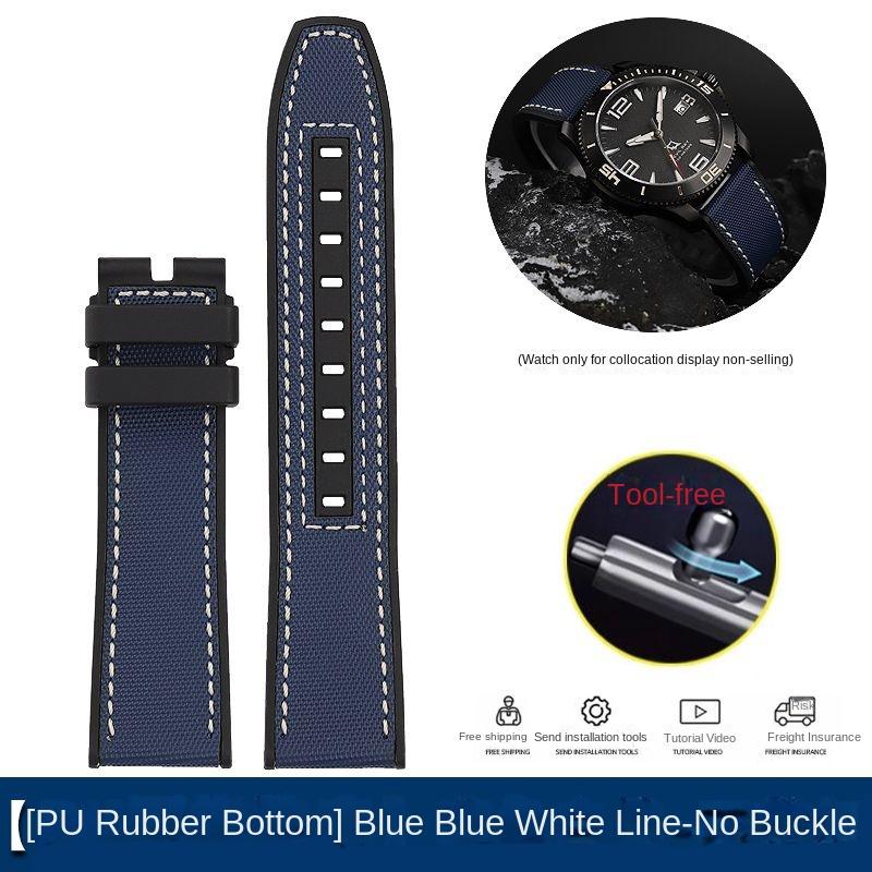 Новый Дизайн Гибридный FKM Ремешок для Часов Mido Helmsman M005 M038.431 M038431a Быстросъемный Холщовый Нейлоновый Ремешок Браслет 22мм