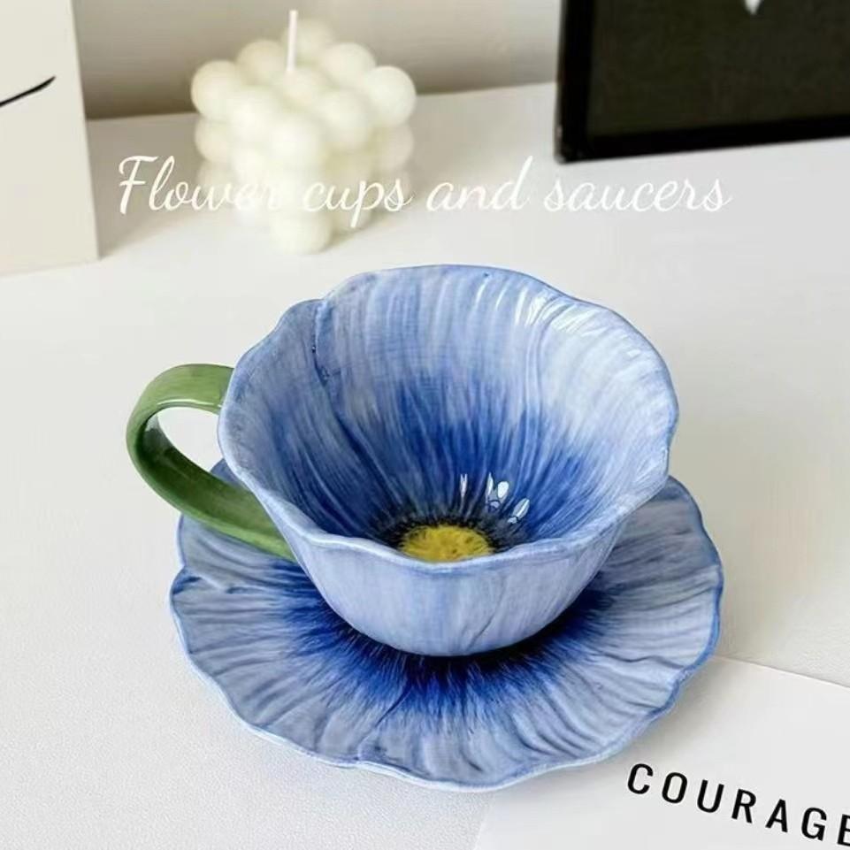 Ceramic Petal Set Dinner Plates Ins Style Home Cake Dessert Office Tea Cup Flower Bowl
