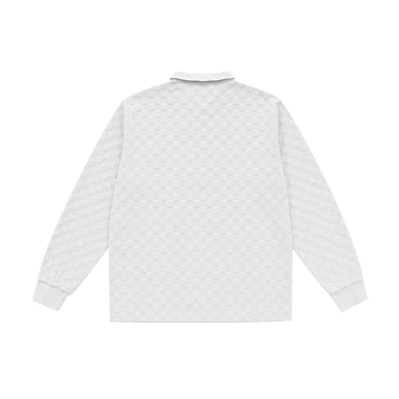 Men S Long Sleeve Half Zip Plaid Polo Shirt Casual Top