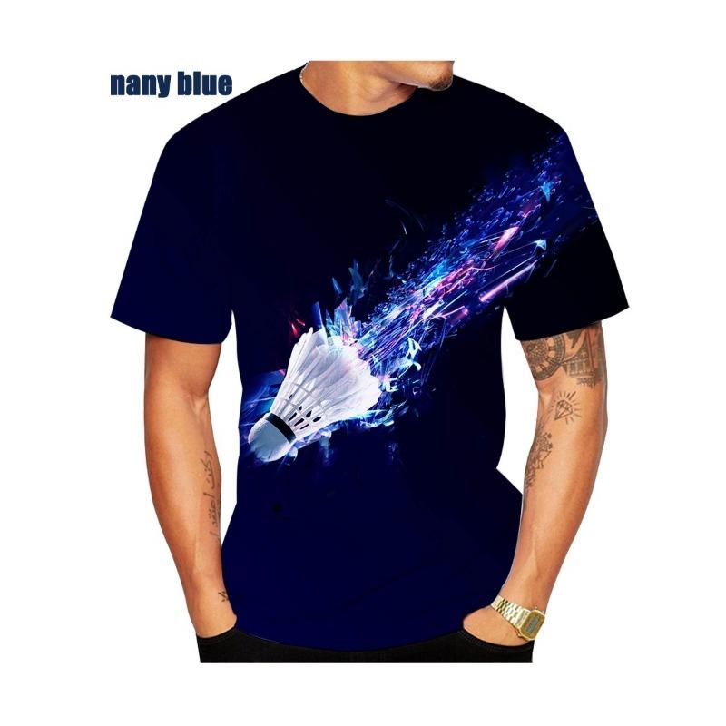 Мужская повседневная футболка с коротким рукавом с принтом «Бадминтон» на 3D-принте Мужская футболка