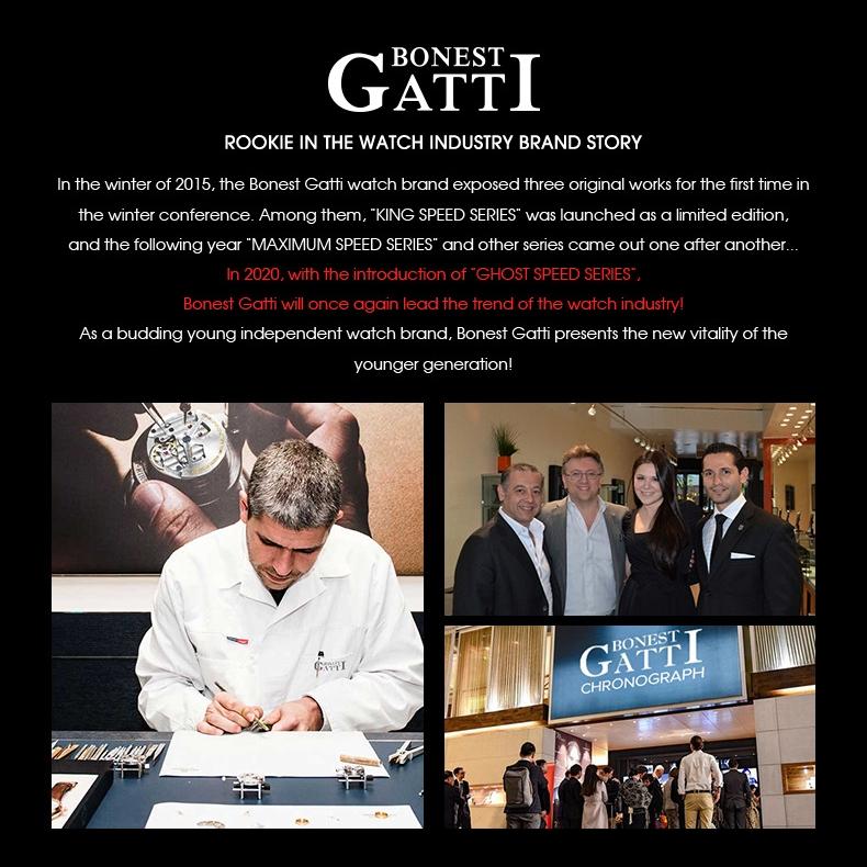 Bonest Gatti Высококлассные часы из углеродного волокна, модные часы, светящиеся в темноте