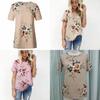 Elegant Summer Women Blouse Floral Print Short Sleeve Loose Casual T-shirt Tops