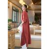 Women Vintage Linen Long Shirts Solid Color Long Sleeve Blouses Spring Button Turn Down Collar Shirt